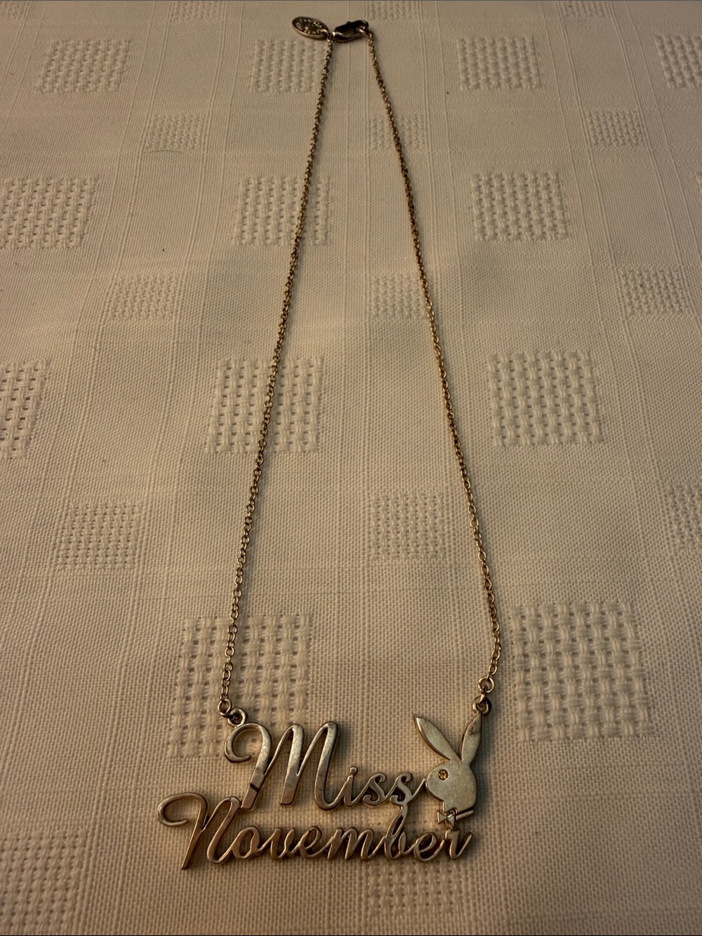 PLAYBOY Miss November Script Necklace in Gold Tone